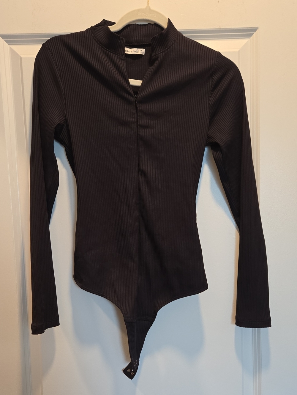 Abercrombie & Fitch Black Ribbed Long-Sleeve Bodysuit